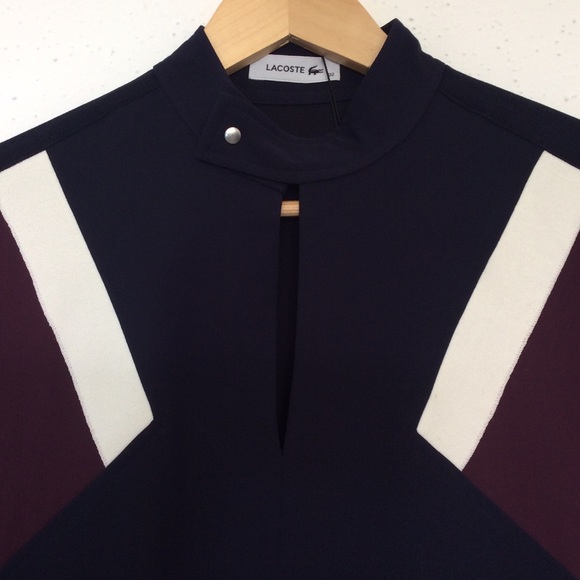 LACOSTE Stretch Polo Dress Golf Tennis Navy Blue  Size 0/32 - Picture 2 of 10